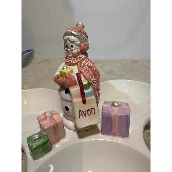 Avon Snowlady Candy Dish 2003 Presidents Club Collection Holiday Snowman Ceramic - Picture 6 of 12
